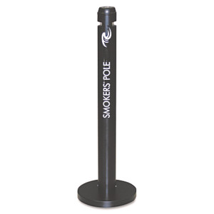 Rubbermaid Commercial Smoker's Pole, Round, Steel, 0.9 gal, 4 dia x 41h, Black Product Image 