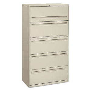 HON Brigade 700 Series Lateral File, 4 Legal/Letter-Size File Drawers, 1 File Shelf, 1 Post Shelf, Light Gray, 36" x 18" x 64.25" (HON785LQ) View Product Image