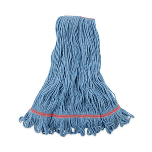 Boardwalk Super Loop Wet Mop Head, Cotton/Synthetic Fiber, 1" Headband, Large Size, Blue, 12/Carton Product Image 