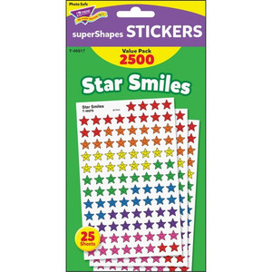 Trend Super Shapes Star Smiles Stickers - 2500 x Star Shape - Self-adhesive - Acid-free, Non-toxic, Photo-safe - Assorted Product Image 