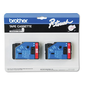 Brother P-Touch TC Tape Cartridges for P-Touch Labelers, 0.47" x 25.2 ft, Red on Clear, 2/Pack Product Image 