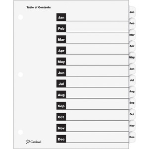 Cardinal OneStep Monthly Index System - 12 x Divider(s) - Printed Tab(s) - Month - Jan-Dec - 12 Tab(s)/Set - (CRD60313) Product Image 