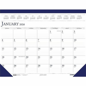 House of Doolittle Deep Blue Print 18.5" Desk Pad Calendar - Julian Dates - Monthly - 12 Month - January 2026 to December 2026 - 1 Month Single Page Layout Product Image 