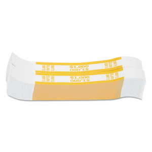Pap-R Products Currency Straps, Yellow, $1,000 in $10 Bills, 1000 Bands/Pack Product Image 