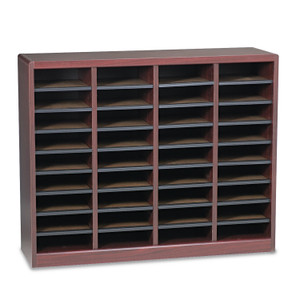 Safco Wood/Fiberboard E-Z Stor Sorter, 36 Compartments, 40 x 11.75 x 32.5, Mahogany Product Image 