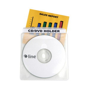 C-Line Deluxe Individual CD/DVD Holders, 2 Disc Capacity, Clear/White, 50/Box Product Image 