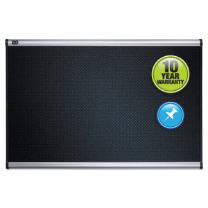 Quartet Prestige Black Embossed Foam Bulletin Board, 72" x 48", Black Surface, Silver Aluminum/Plastic Frame Product Image 