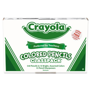 Crayola Color Pencil Classpack Set with (240) Pencils and (12) Pencil Sharpeners, 3.3 mm, 2B, Assorted Lead and Barrel Colors, 240/BX Product Image 