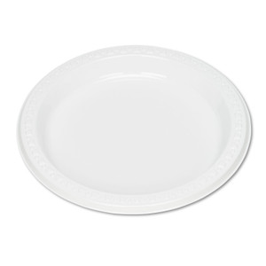 Tablemate Plastic Dinnerware, Plates, 7" dia, White, 125/Pack Product Image 