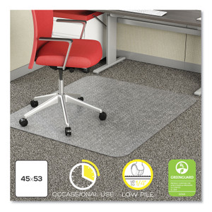 deflecto EconoMat Occasional Use Chair Mat for Low Pile Carpet, 45 x 53, Rectangular, Clear Product Image 