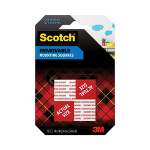 Scotch Precut Foam Mounting Squares, Removable, Double-Sided, Holds Up to 0.33 lb (2 Squares), 1 x 1, White, 16/Pack Product Image 