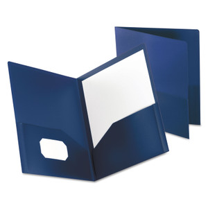 Oxford Poly Twin-Pocket Folder, 100-Sheet Capacity, 11 x 8.5, Opaque Dark Blue Product Image 