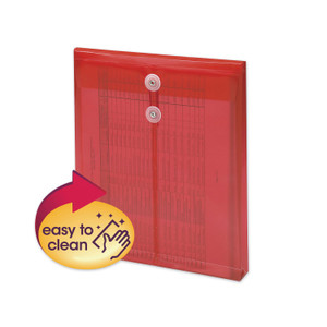 Smead Poly String and Button Interoffice Envelopes, Open-End (Vertical), 9.75 x 11.63, Transparent Red, 5/Pack Product Image 
