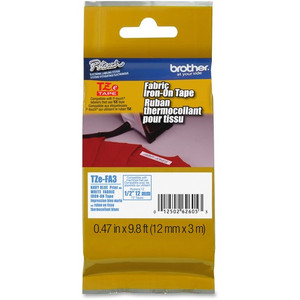 P-touch TZe Iron-On Tape - x 15/32" Width - Thermal Transfer - White, Navy Blue - Water Resistant - Laminated Product Image 
