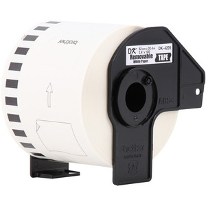 Brother Continuous Length White Film DK Tape - 2 1/2" Width x 100 ft Length - Removable Adhesive - Direct Thermal - White - Paper Product Image 