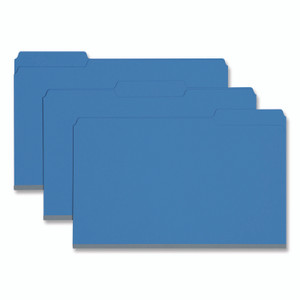 Smead Expanding Recycled Heavy Pressboard Folders, 1/3-Cut Tabs: Assorted, Legal Size, 1" Expansion, Dark Blue, 25/Box Product Image 