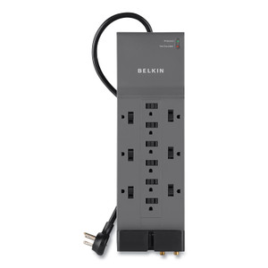 Belkin Professional Series SurgeMaster Surge Protector, 12 AC Outlets, 8 ft Cord, 3,780 J, Dark Gray Product Image 