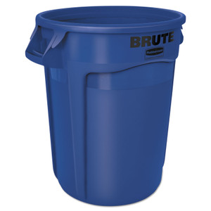 Rubbermaid Commercial Vented Round Brute Container, 32 gal, Plastic, Blue Product Image 
