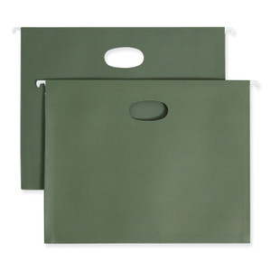 Smead Hanging Pockets with Full-Height Gusset, 1 Section, 1.75" Capacity, Letter Size, Straight Tabs, Standard Green, 25/Box Product Image 