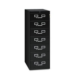 Tennsco Seven-Drawer Multimedia/Card File Cabinet, Black, 19.13" x 28.5" x 52" Product Image 