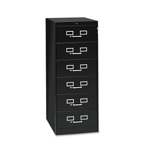 Tennsco Six-Drawer Multimedia/Card File Cabinet, Black, 21.25" x 28.5" x 52" Product Image 