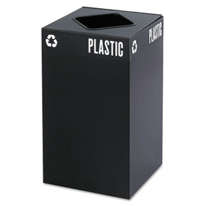 Public Square Recycling Receptacles, Plastic Recycling, 25 gal, Steel, Black (SAF2981BL) Product Image 