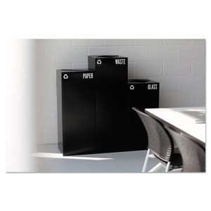 Safco Public Square Recycling Receptacles, Paper Recycling, 42 gal, Steel, Black Product Image 