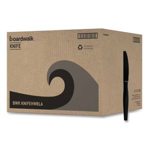 Boardwalk Heavyweight Polystyrene Cutlery, Knife, Plastic, Black, 1,000/Carton Product Image 