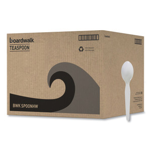 Boardwalk Heavyweight Polystyrene Cutlery, Spoon, Plastic, White, 1,000/Carton Product Image 