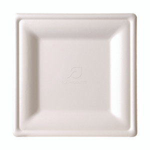 Eco-Products Renewable Square Sugarcane Plates, 10.25 x 10.25, Natural White, 50/Pack, 5 Packs/Carton Product Image 