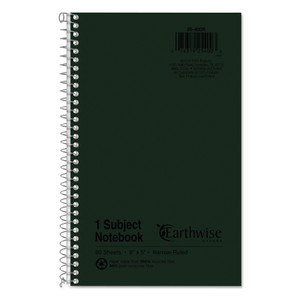 Oxford Earthwise by Oxford Recycled One-Subject Notebook, Narrow Rule, Green Cover, (80) 8 x 5 Sheets Product Image 