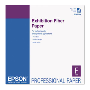 Epson Exhibition Fiber Paper, 13 mil, 17 x 22, White, 25/Pack Product Image 