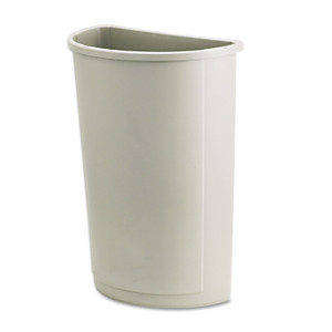 Rubbermaid Commercial Half Round Wastebaskets - 21 gal Capacity - Semicircular - 28" Height x 11" Width x 20.4" Depth - Beige - 1 Each - (RCP352000BG) Product Image 