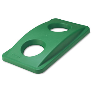 Rubbermaid Commercial Slim Jim Bottle and Can Recycling Top, 20.38w x 11.38d x 2.75h, Green Product Image 
