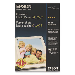Epson Premium Photo Paper, 10.4 mil, 11 x 17, High-Gloss White, 20/Pack Product Image 