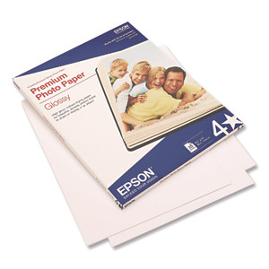 Epson Premium Photo Paper, 10.4 mil, 8.5 x 11, High-Gloss Bright White, 25/Pack Product Image 