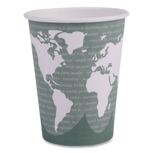 Eco-Products World Art Renewable and Compostable Hot Cups, 12 oz, Paper, Gray, 50/Pack Product Image 
