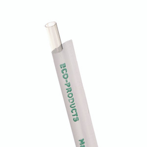 Eco-Products Clear Wrapped Straw, 7.75", PLA, 400/Pack, 24 Packs/Carton Product Image 