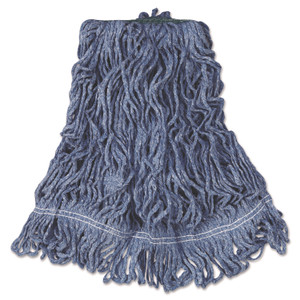 Rubbermaid Commercial Super Stitch Blend Mop Head, Medium, Cotton/Synthetic, Blue, 6/Carton RCPD212BLU Product Image 