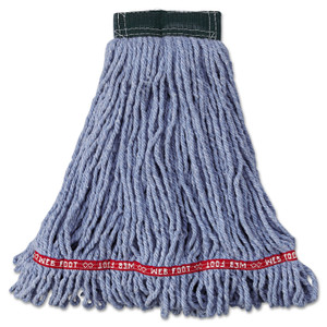 Rubbermaid Commercial Web Foot Wet Mop Head, Shrinkless, Cotton/Synthetic, Blue, Medium, 6/Carton Product Image 
