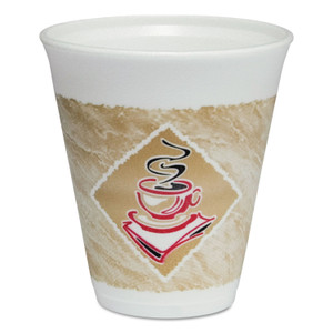 Dart Cafe G Foam Hot/Cold Cups, 12 oz, Brown/Red/White, 20/Pack Product Image 