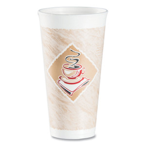 Dart Cafe G Foam Hot/Cold Cups, 20 oz, Brown/Red/White, 20/Pack Product Image 