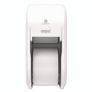 Georgia Pacific Professional Compact Vertical 2-Roll Coreless Tissue Dispenser, 14.06 x 6.69 x 8.19, White Product Image 