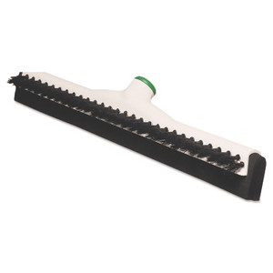 Unger Sanitary Brush with Squeegee, Black Polypropylene Bristles, 18" Brush, Moss Plastic Handle Product Image 