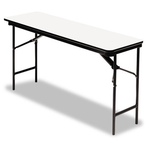 Iceberg OfficeWorks Commercial Wood-Laminate Folding Table, Rectangular, 72" x 18" x 29", Gray Top, Charcoal Base View Product Image