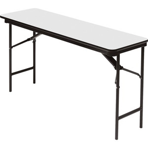 Iceberg Premium Wood Laminate Folding Table - Melamine Rectangle Top - 500 lb Capacity - 72" Table Top Length x 18" Table Top Width x 0.75" Table Top Thickness - 29" Height - Gray Product Image 