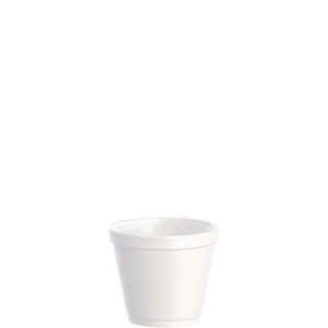 Dart Food Containers, Squat, 8 oz, White, Foam, 1,000/Carton Product Image 
