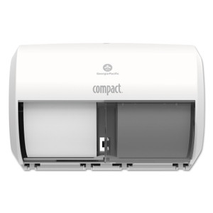 Georgia Pacific Professional Compact Coreless Side-by-Side 2-Roll Tissue Dispenser, 11.31 x 7.69 x 8, White Product Image 