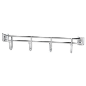 Alera Hook Bars For Wire Shelving, Four Hooks, 18" Deep, Silver, 2 Bars/Pack Product Image 