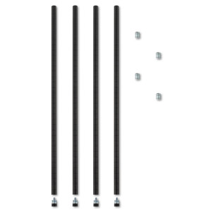 Alera Stackable Posts For Wire Shelving, 36 "High, Black, 4/Pack Product Image 